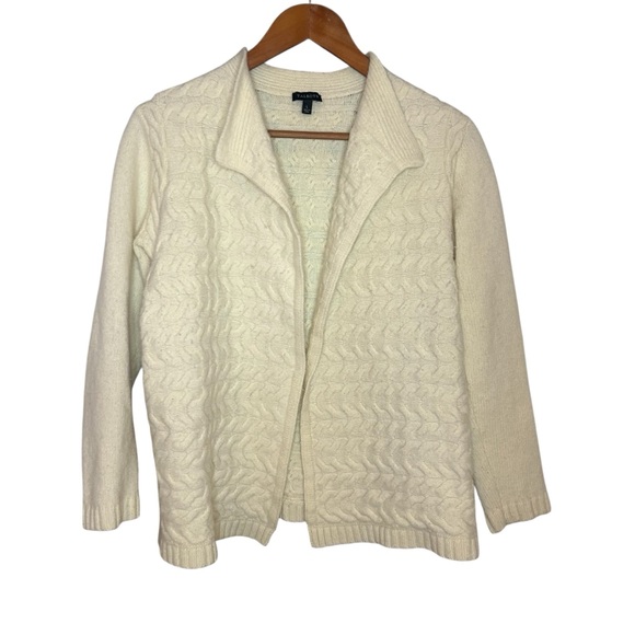 Talbots Sweaters - Talbots Cream Cable Knit Sweater Cardigan Wool Cashmere blend size large